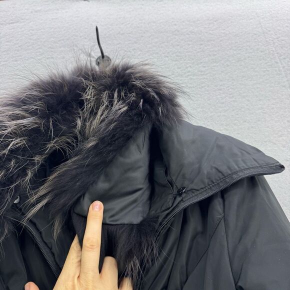 Fuga eff. By Liquid Black Down filled Fur Collared Puffer Coat Size S - Picture 8 of 14